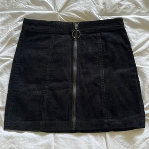 NWOT Black Corduroy Zip Up Mini Skirt